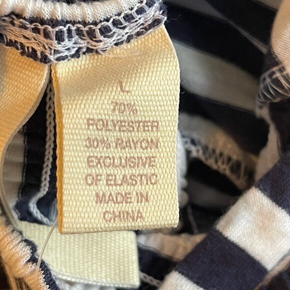 Red Camel Tank Top Large Spaghetti Straps Shirred Striped Navy White Baby Doll - Picture 10 of 12